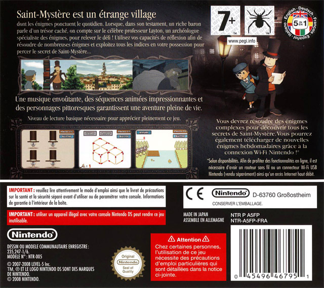 Professeur Layton Et L Etrange Village Sur Ds 1 Images Jaquette Scans Screenshots